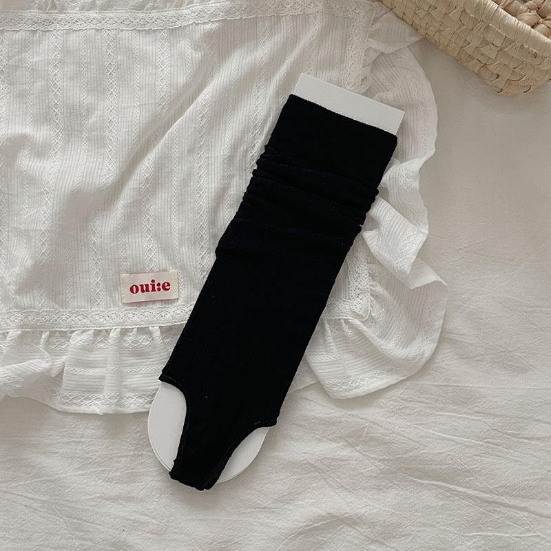 

Flip Flop Toe Separator Socks for Girls Casual Solid Ribbed Crew Stacked Socks Spring Fall Korean Fashion Soft Calf Slouch Sock One Size чёрный