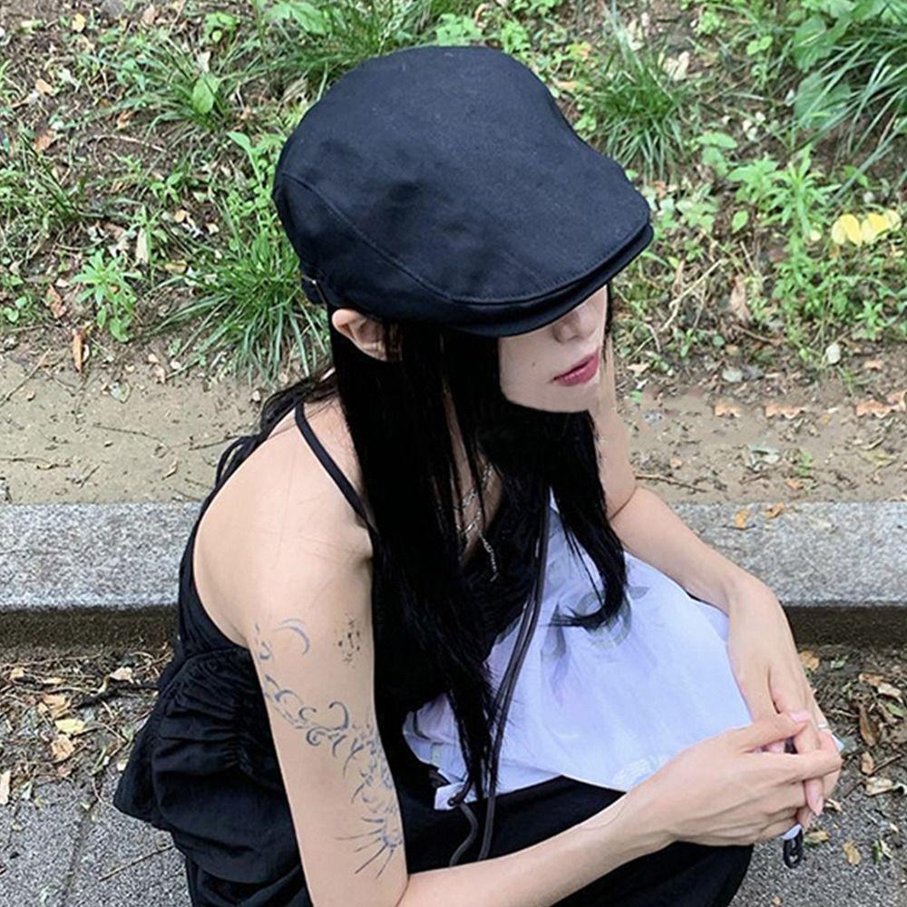 Breathable Berets Hat Sun Protection Peaked Cap Fashion Cabbie Flat Cap  for Women