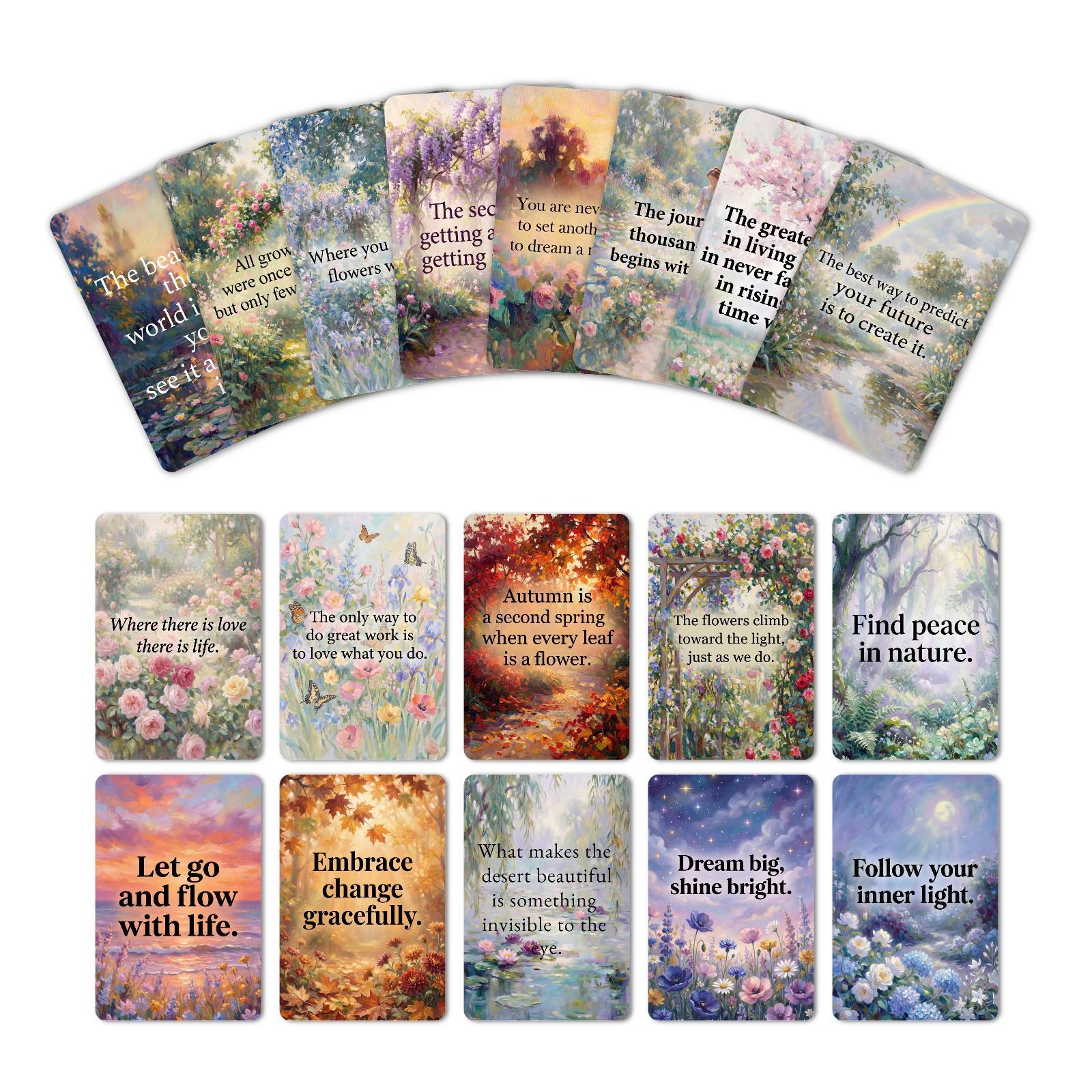 

18 New Monet Fairy Tale Garden Forest Natural Landscape Positive Quotes Positive Energy Inspirational Cards RXHA0035