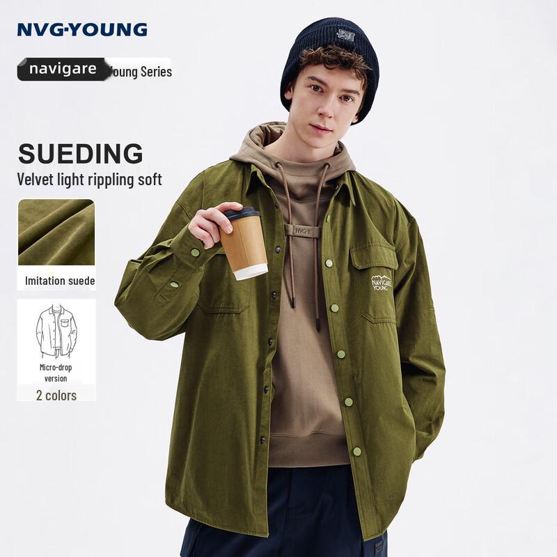 NVG·YOUNG Men s Casual Cotton Blend Shirt Jacket L