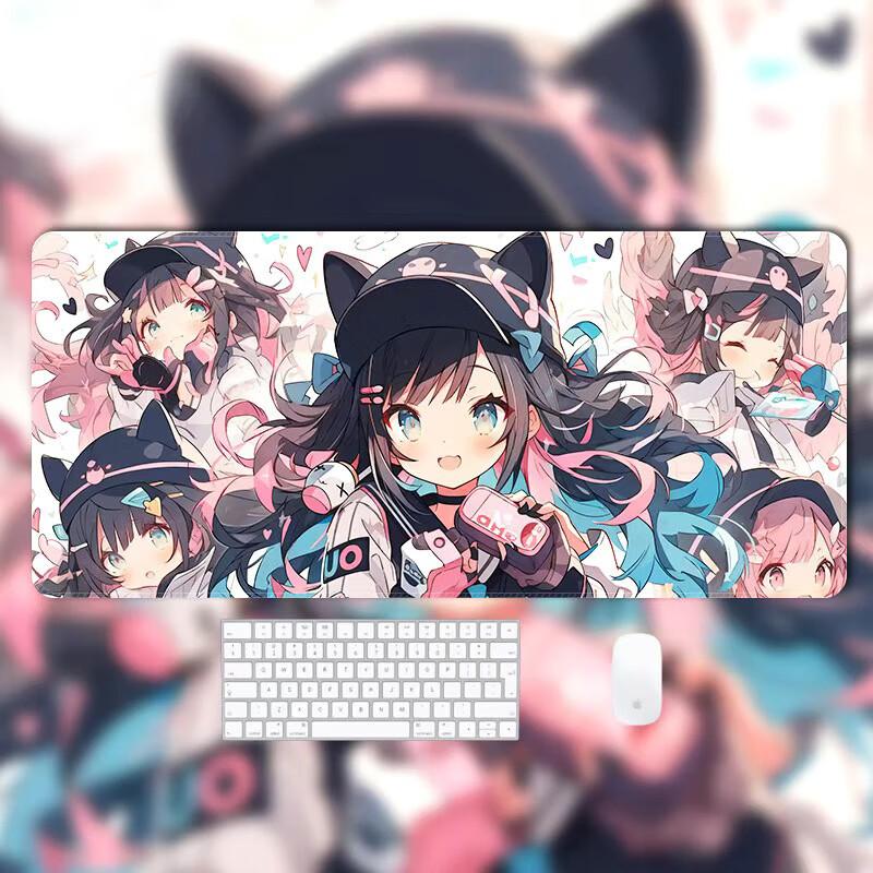 Large Mouse Pad, Desk Mat, Laptop Keyboard Pad, Computer Office Edge-Locked Cute Cartoon Gaming Desk Mat, 800*300*2mm, Magic Girl