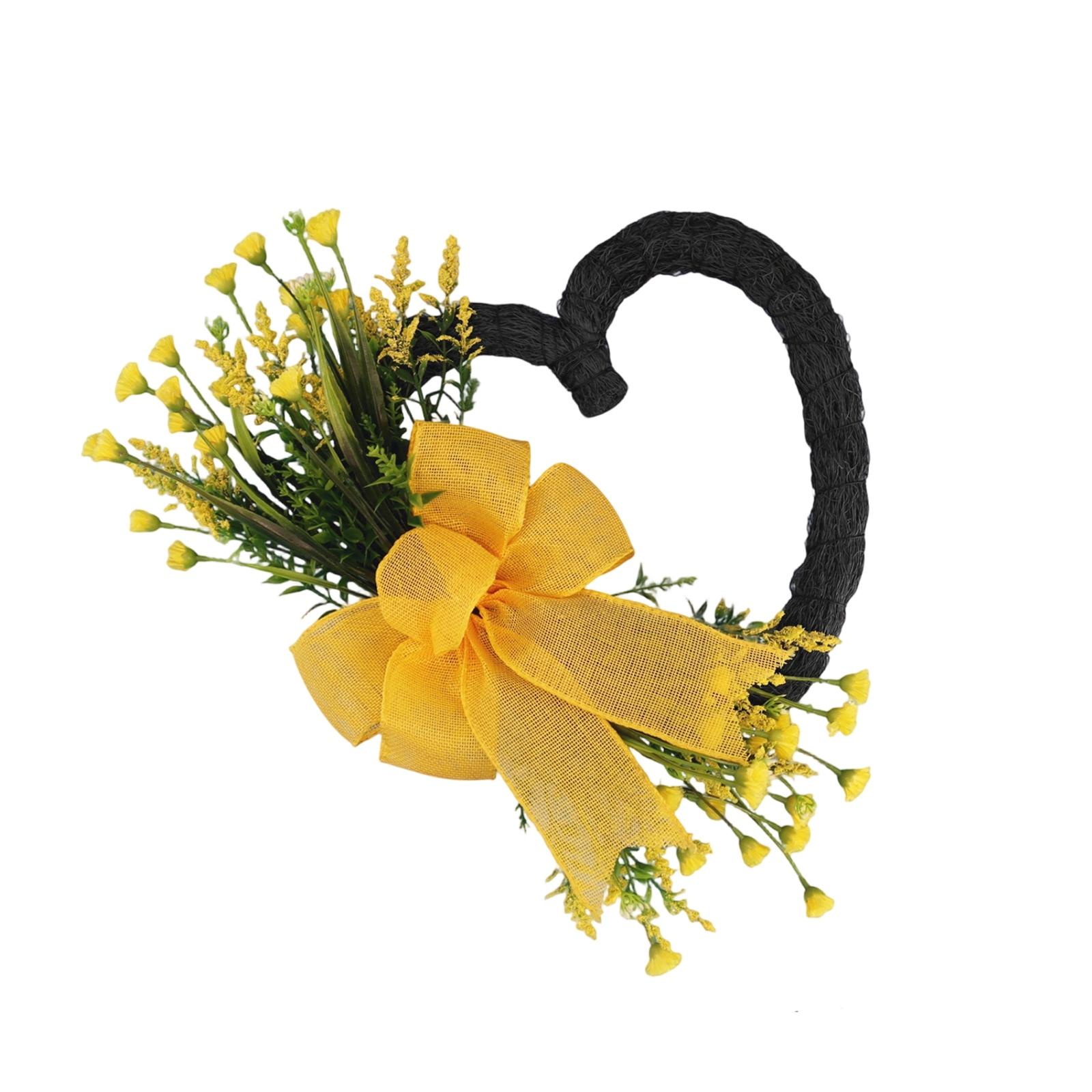 

48*35cm Valentine s Day Wreath, Heart-Shaped Wreath, Door Decoration, Home Door Hanging, Front Door Wreath, Spring . One Size жёлтый