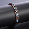 Mens Vintage Minimalist Fish Shape Copper-Tone Turquoise Alloy Magnetic Bracelet Casual Office Wear