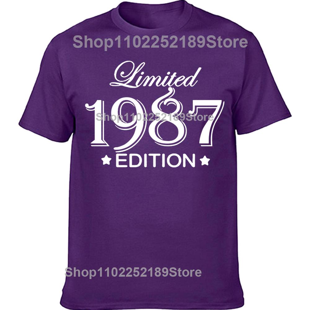 Novelty Awesome 1987 38 Years Old T Shirts Tee Tops Round Neck Short-Sleeve Fashion Tshirt Clothing Casual Basic T-shirts