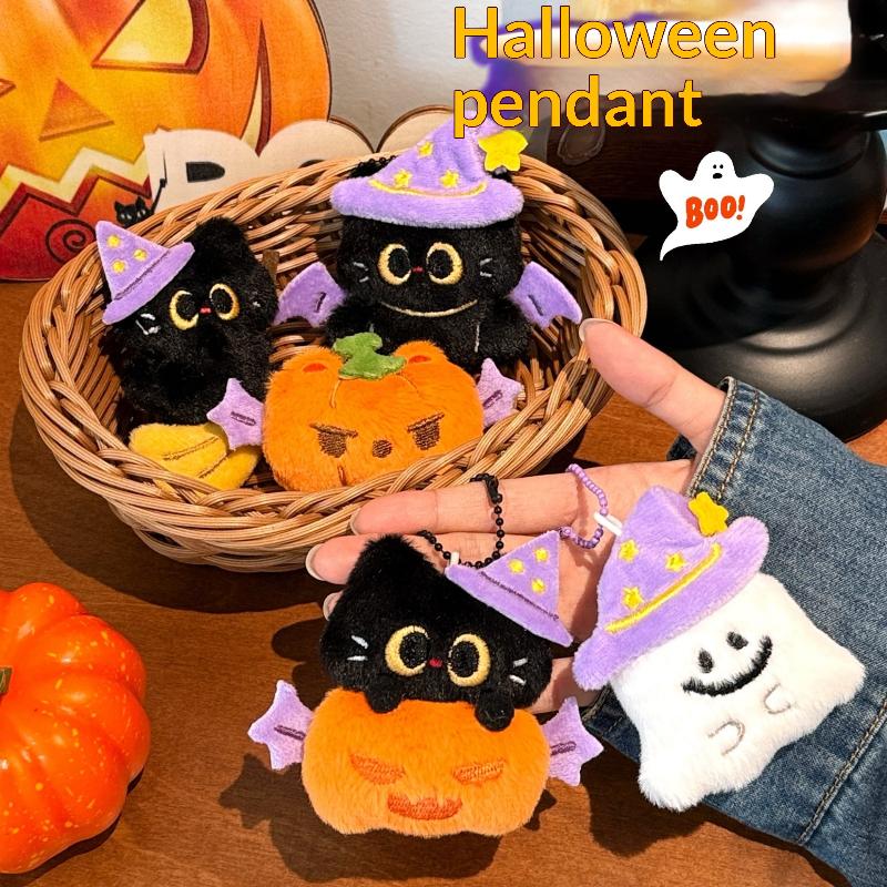 Halloween Plüsch Schlüsselanhänger Kürbis Geist Schwarze Katze Süßes oder Saures Cartoon Tasche Anhänger Party Geschenke Schlüsselanhänger Zubehör