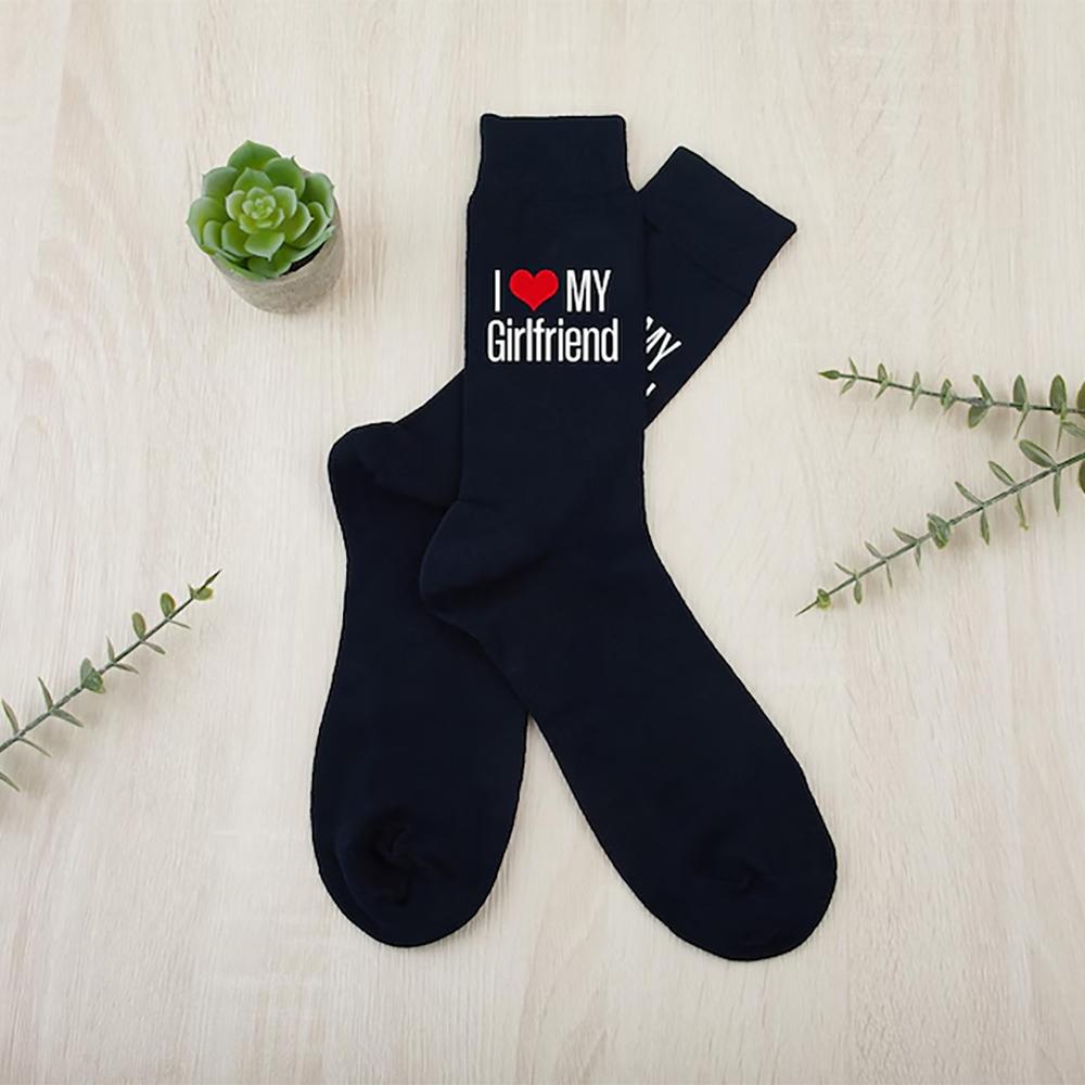 I Love My Girlfriend Socks Valentine's Day Socks Gifts for Boyfriend Him Wedding Anniversary Birthday Party Favor Decoration