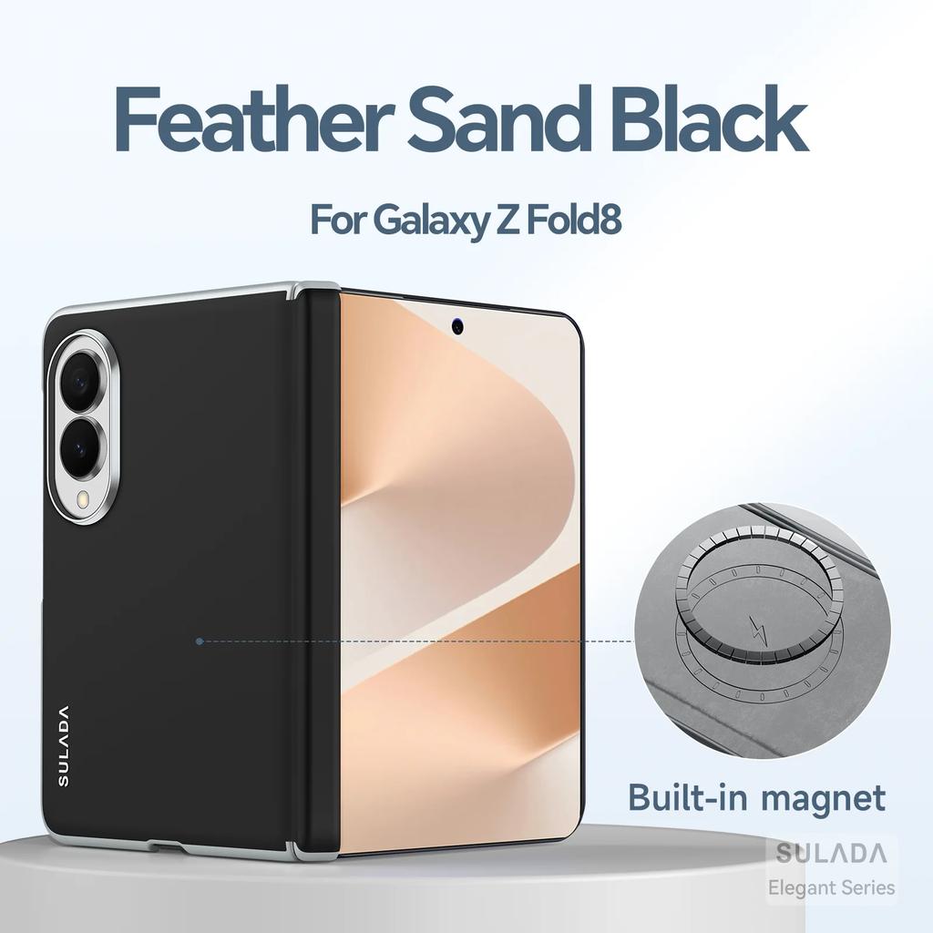 Custodia per Telefono con Cerniera Centrale per Samsung Z Fold 8, 8Ultra, 7, 6, 5 SULADA Elegante Pelle Liquida Facile da Pulire e Custodia Magnetica Integrata