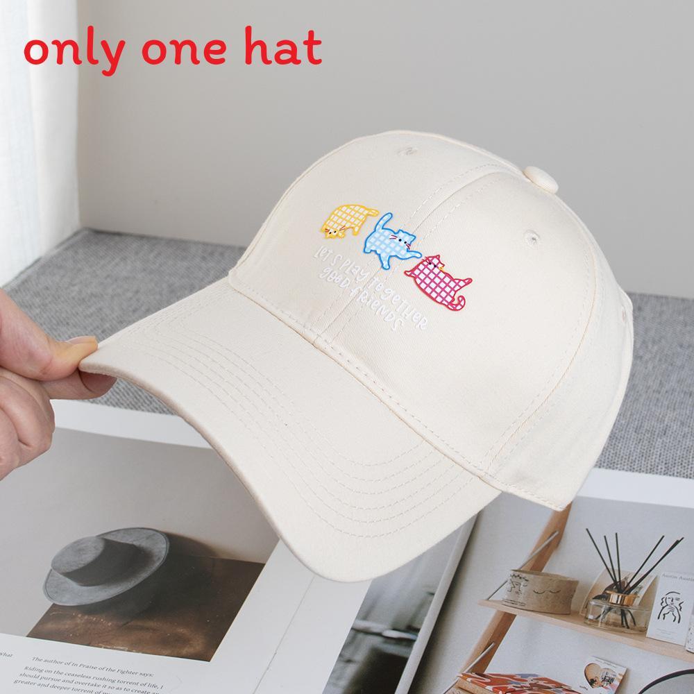 Cute Cartoon Cat Cotton Baseball Cap With Adjustable Fit For Casual Wear