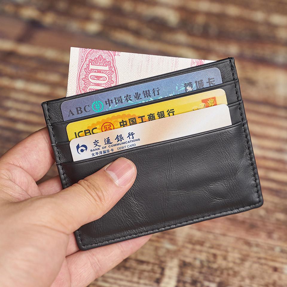 

Тонкий мужской кошелек для карт из натуральной кожи, мини-держатель для кредитных карт, высококачественный кожаный кошелек для монет, тонкая сумка для денег с несколькими слотами