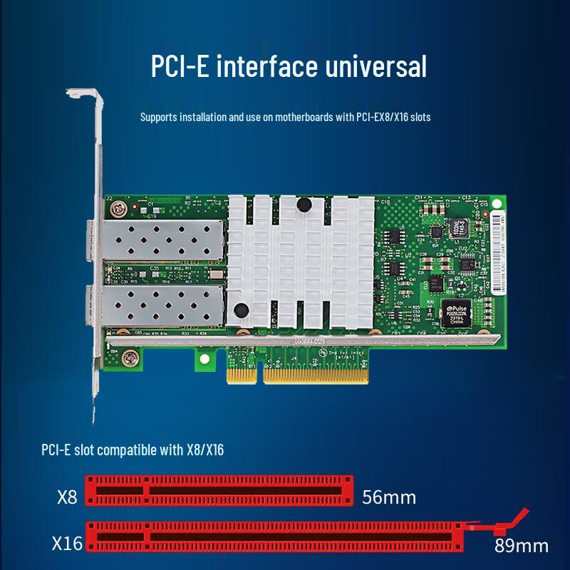 Hoodblue 10Gbps PCIe Dual SFP+ Fiber Optic Network Card (CN version)