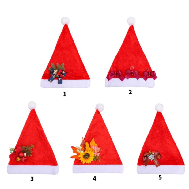 Santa Hat,Christmas Hats with Bows Xmases Holiday Hat Unisex Adults Christmas New Year Festive Holiday Party Supplies