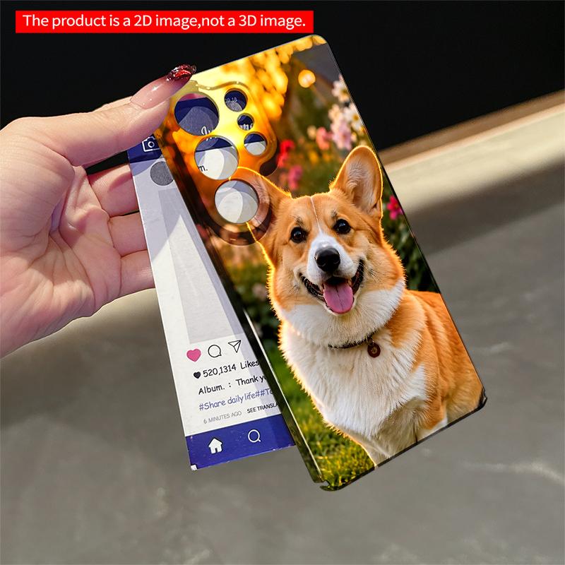 2DFlat Samsung phone case Corgi Sunset Garden Pet Photo Phone Case Applicable to Galaxy S22 S23 S24 S25ULTRA S26 A12 A13 A14 A15 A16