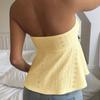 Women's Strapless Sleeveless Tube Top Slim Fit Sexy Solid Eyelet Tie Front Camisole
