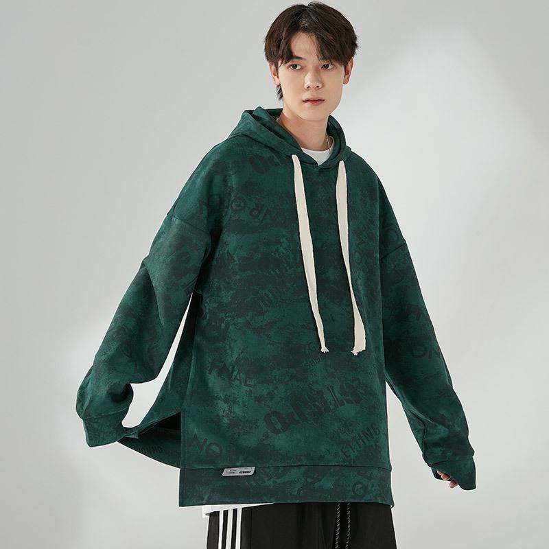 

Тяжелый вельветовый худи с круглым вырезом, с тремя полосками, состаренный, выстиранный, унисекс, с длинным рукавом, базовый слой 4XL зелёный