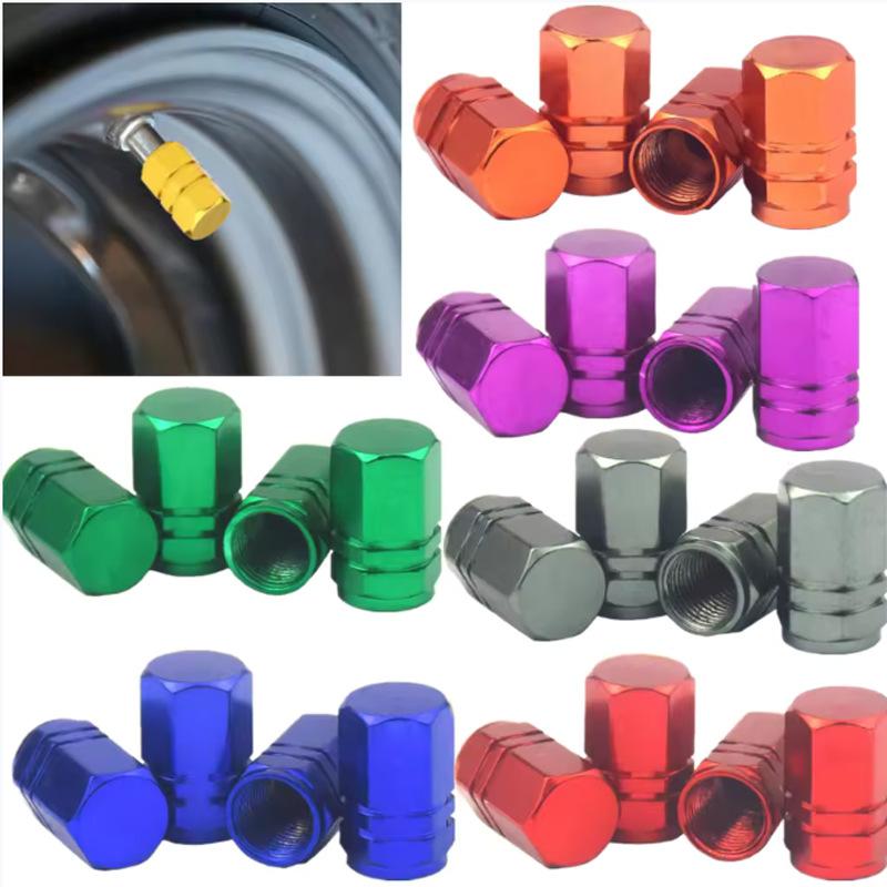 4Pcs Aluminum Alloy Car Wheel Tire Valve Caps Tyre Rim Stem Covers Airdust Waterproof For Automobiles Motorcycles Trucks Bikes