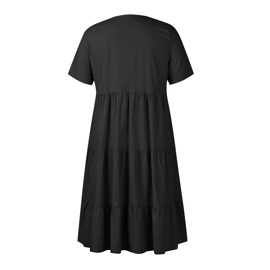 Fashion Women's Summer V Neck Casual Fashion Color Pullover Dress