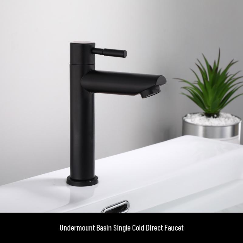 Single Cold Water 304 Stainless Steel Black Bathroom Vanity Top with Undermount Basin and Faucet