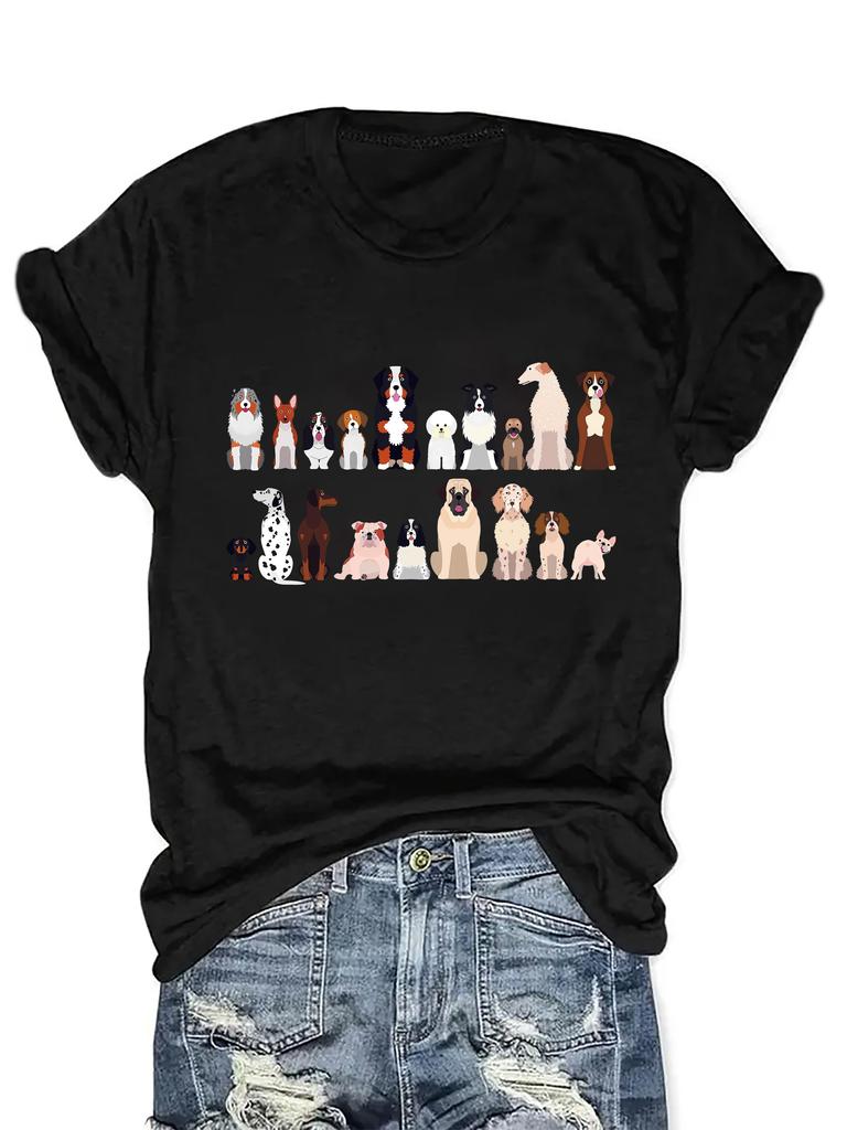 Cute Dog Breed Collage Women's Tee - Pet Lover Casual Top