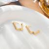 Hong Kong Style Rhinestone Square Geometric Earrings - Trendy and Chic Ear Studs