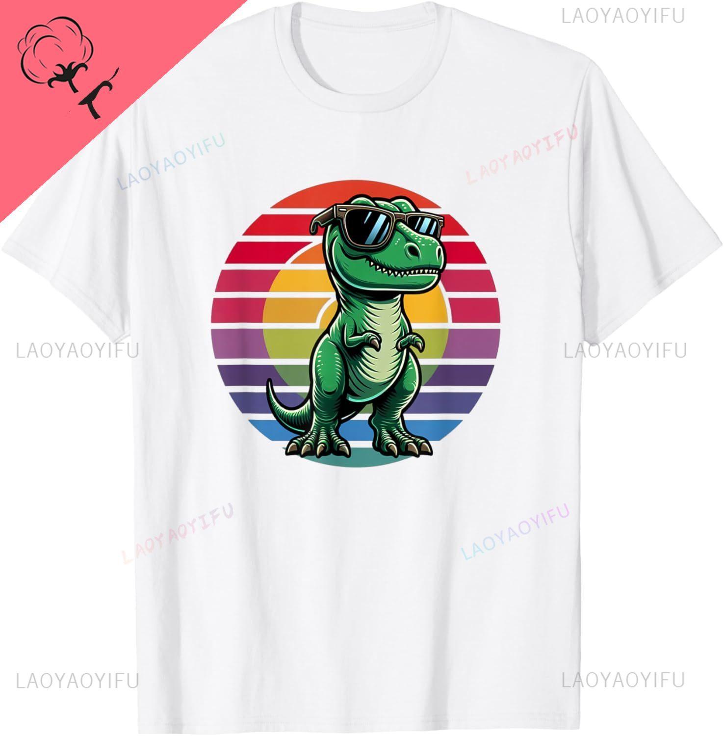 Dinosaur TRex Retro Novelty Unisex Kids Women Funny Dinosaur TShirt Y2k Kawayi Couple Printed Tshirt Cotton Tee S