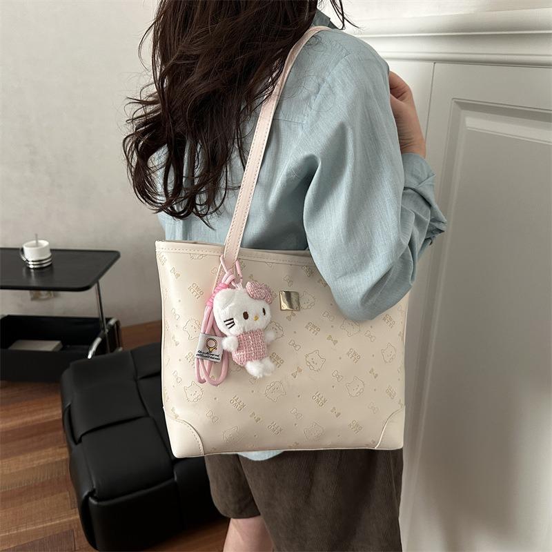 Bags Women's Spring and Summer Niche Pink Kitty Tote Bag Dopamine Hello Kitty Large Capacity One Shoulder Commuter