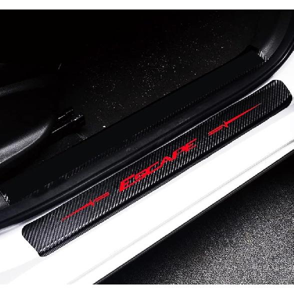 Duoles 4Pcs Door Sill Protector Reflective 4D Carbon Fiber Leather Sticker Door Entry Guard Stickers Scuff Plate Stickers for Ford Escape