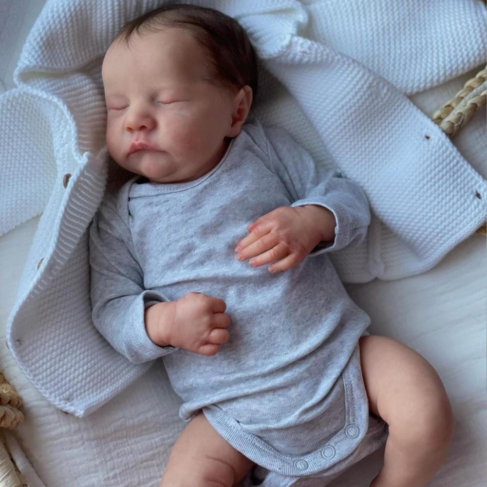 BZDOLL 19 Inch 3D Skin with Visible Veins 48cm Soft Vinyl Reborn Levi Asleep Baby Doll Toy For Girl Cloth Body Kid Dress Up