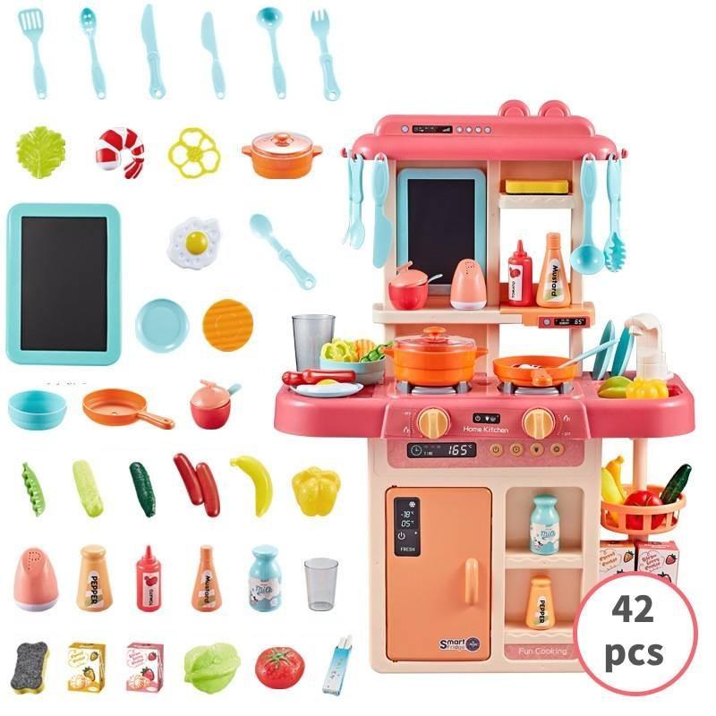 Large Educational Kids Kitchen Toy Set With Realistic Cooking Features And Spray Function