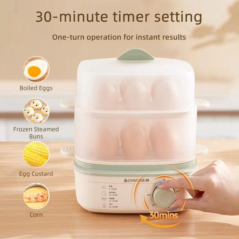 350W Electric Boiler 16 Eggs Automatic Breakfast Machine Timing Egg Custard Food Warmer Steaming Cooker 220V