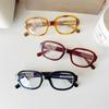 Retro Square Oval Frame Anti Blue Light Glasses Red Thick Frame Plain Eyes Glasses Korean Fashion Female Eye Protection Eyewear