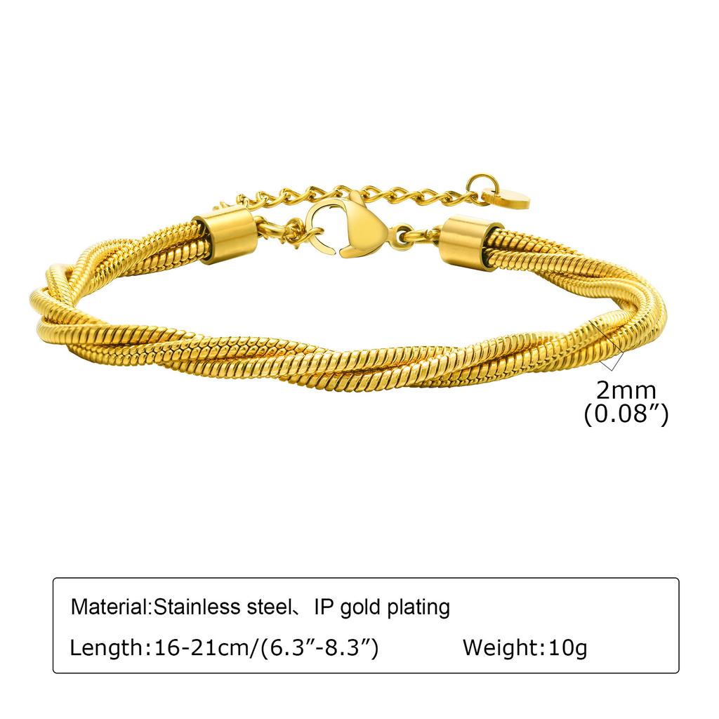Stainless Steel Jewelry Gold Color Chains Bracelet For Women Fashion Quality Twist Wrist Mom Girlfriend Valentine's Day Gift