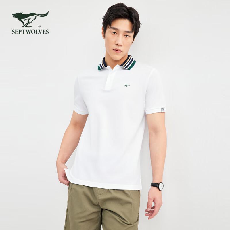 Septwolves Men's Lapel Short Sleeve Cotton T-Shirt