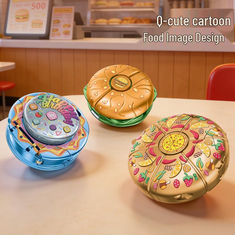 Creative Food Burger Fidget Spinner: Transforming Robot Toy for Kids