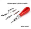 American Style Woodcut Knife: 6 Cutter Heads with Round Handle for Professional Wood Engraving and Carving.