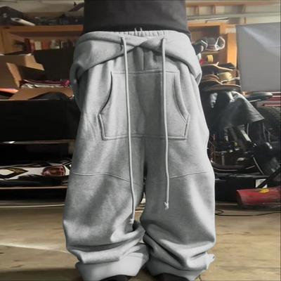 Men Casual Elastic Waist Hooded Patchwork Long Sweatshirts Pants Trousers
