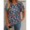 T-shirt women's summer casual elegant round neck short sleeve floral print top loose casual wear ladies T-shirt mother's day