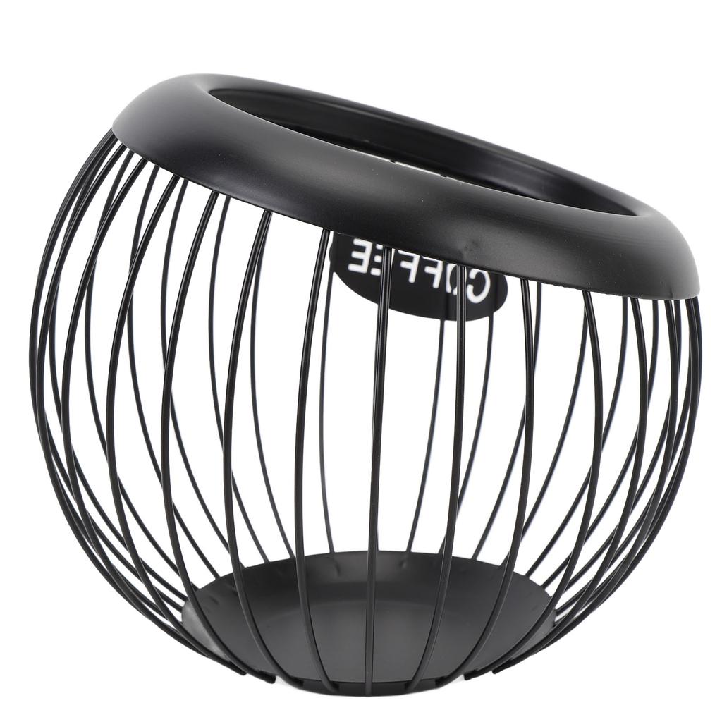 Coffee Pod Holder Wire Basket Large Capacity Iron Coffee Pods Storage Basket for Coffee Bar Counter Desktop Black