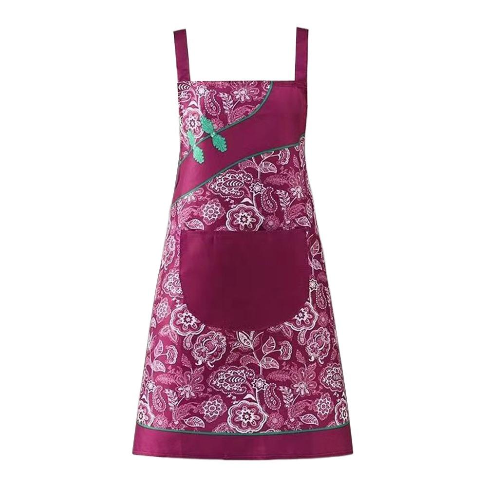 Cheongsam Style Women Flowers Apron Oil-proof Chef Aprons Sleeveless Overalls  Kitchen Use