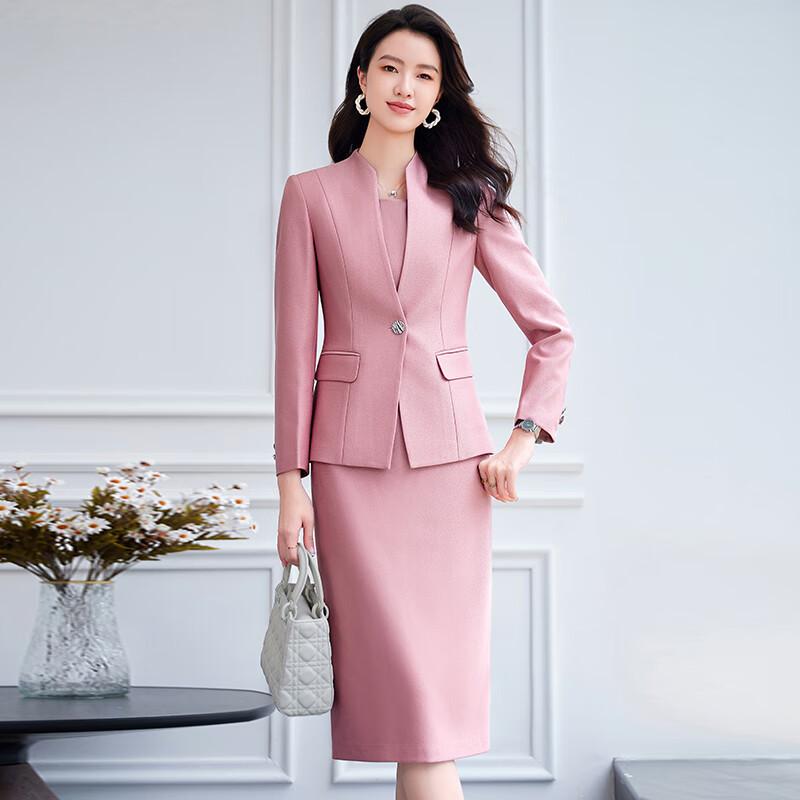 Women's Professional Blazer & Dress Two-Piece Set