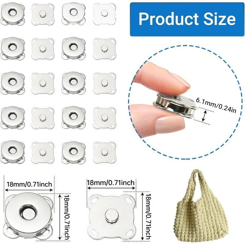 30 Sets Magnetischer Druckknopf 18mm Magnetischer Knopf für Kleidung Taschen Geldbörsen Aufnähen von Magnetischen Druckknöpfen für Stoff DIY Basteln(Silber,Gun Color,Helles Gold)