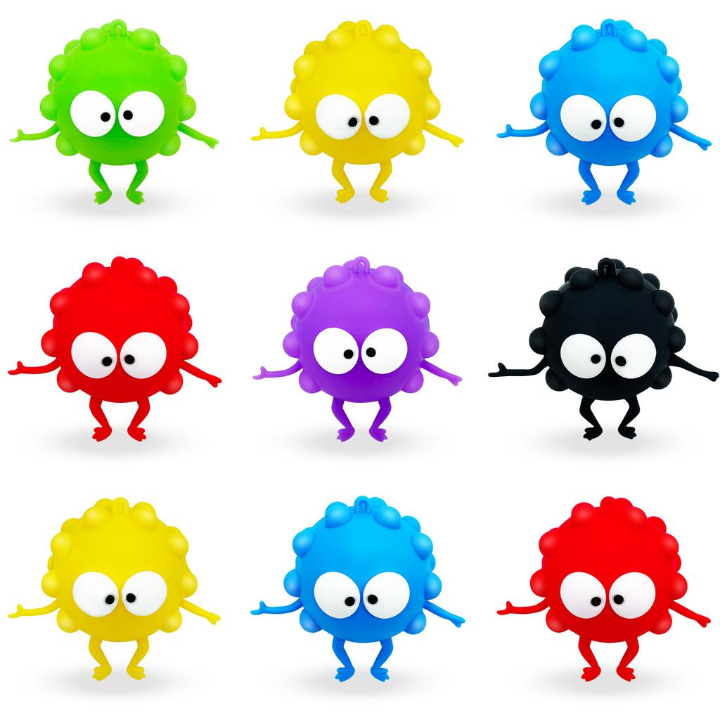 YIWUPOWER Novelty 3D Release Stress Elf Silicone Glaring Eyes Scare Cartoon Character Coal Dust Spirit Keychain Venting Ball