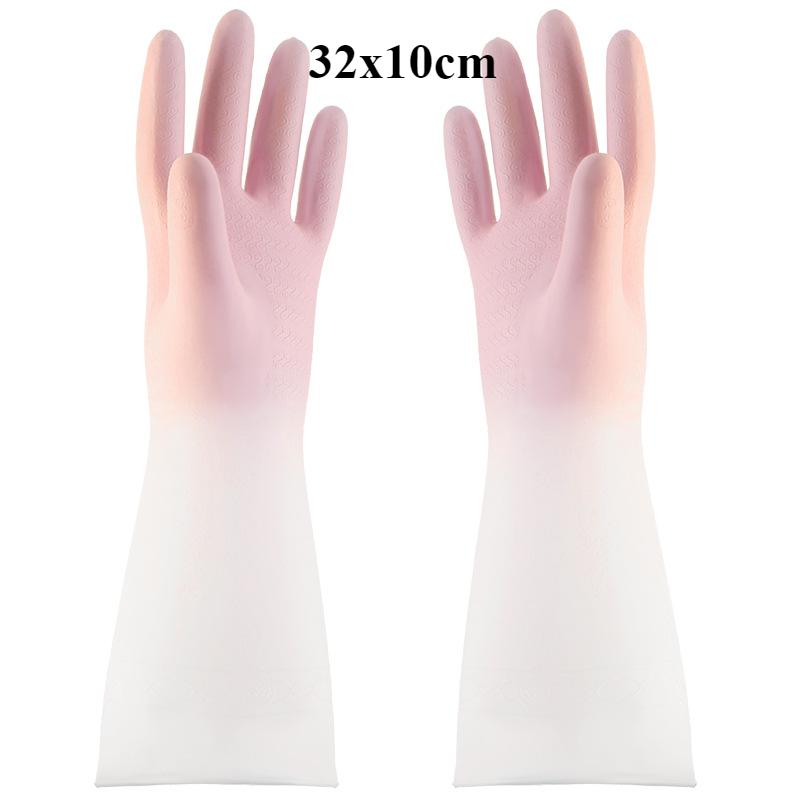 

Цветочные резиновые бархатные длинные перчатки Хозяйственные перчатки Противоскользящие бытовые перчатки для мытья посуды