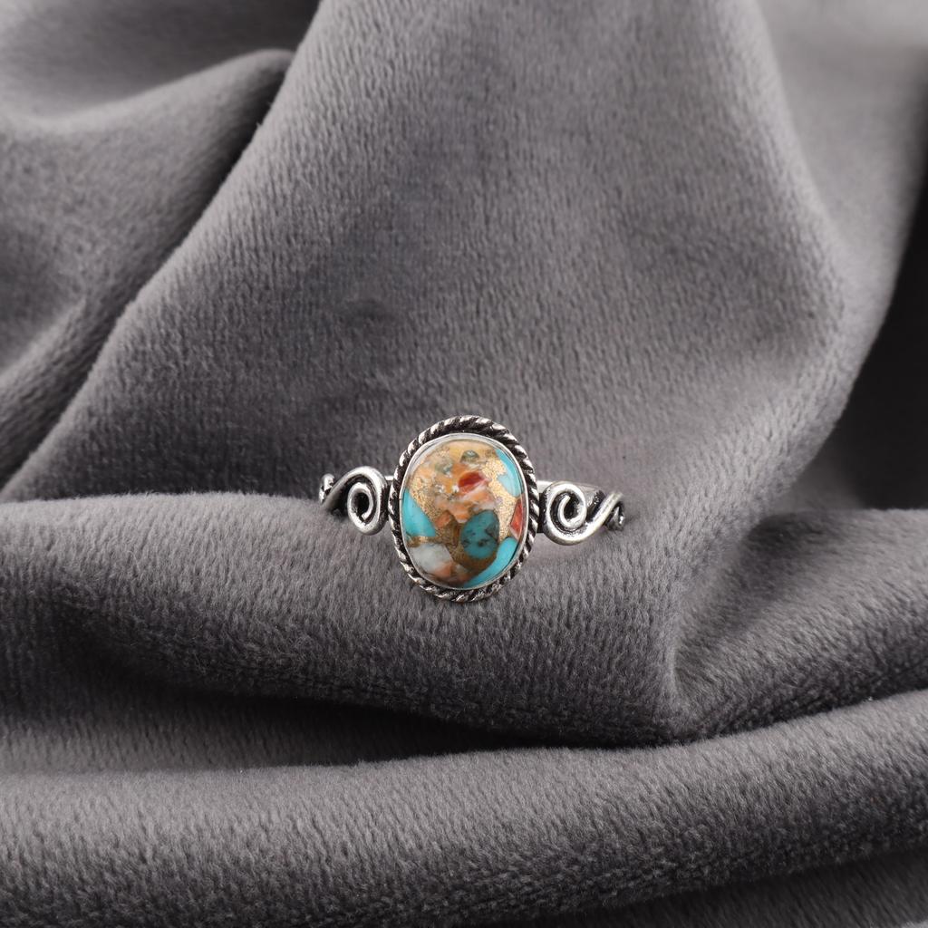 Spiny Oyster Handmade Gemstone Ring, 925 Solid Sterling Silver Ring Designer Jewelry, For Anniversary Gift