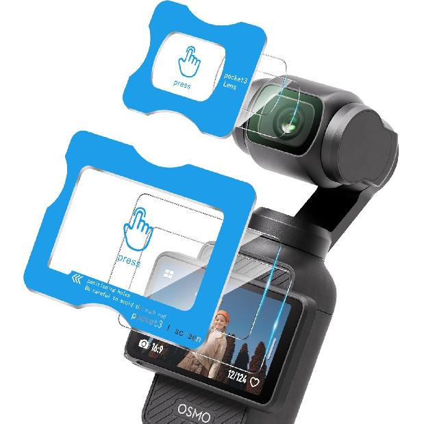 OMOTON 2+2 Pack Screen Protector for DJI Osmo Pocket 3, Tempered Glass Screen Protector with Easy Installation Tray for DJI Osmo Pocket 3