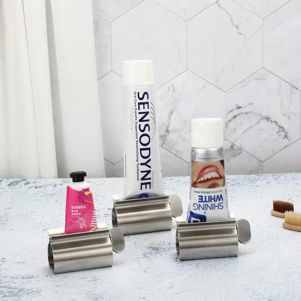 1Pcs Toothpaste Squeezer Stainless Steel Tube Squeezer Rollers Toothpaste Tube Wringer Seat Holder Stand Bathroom Safety Aids