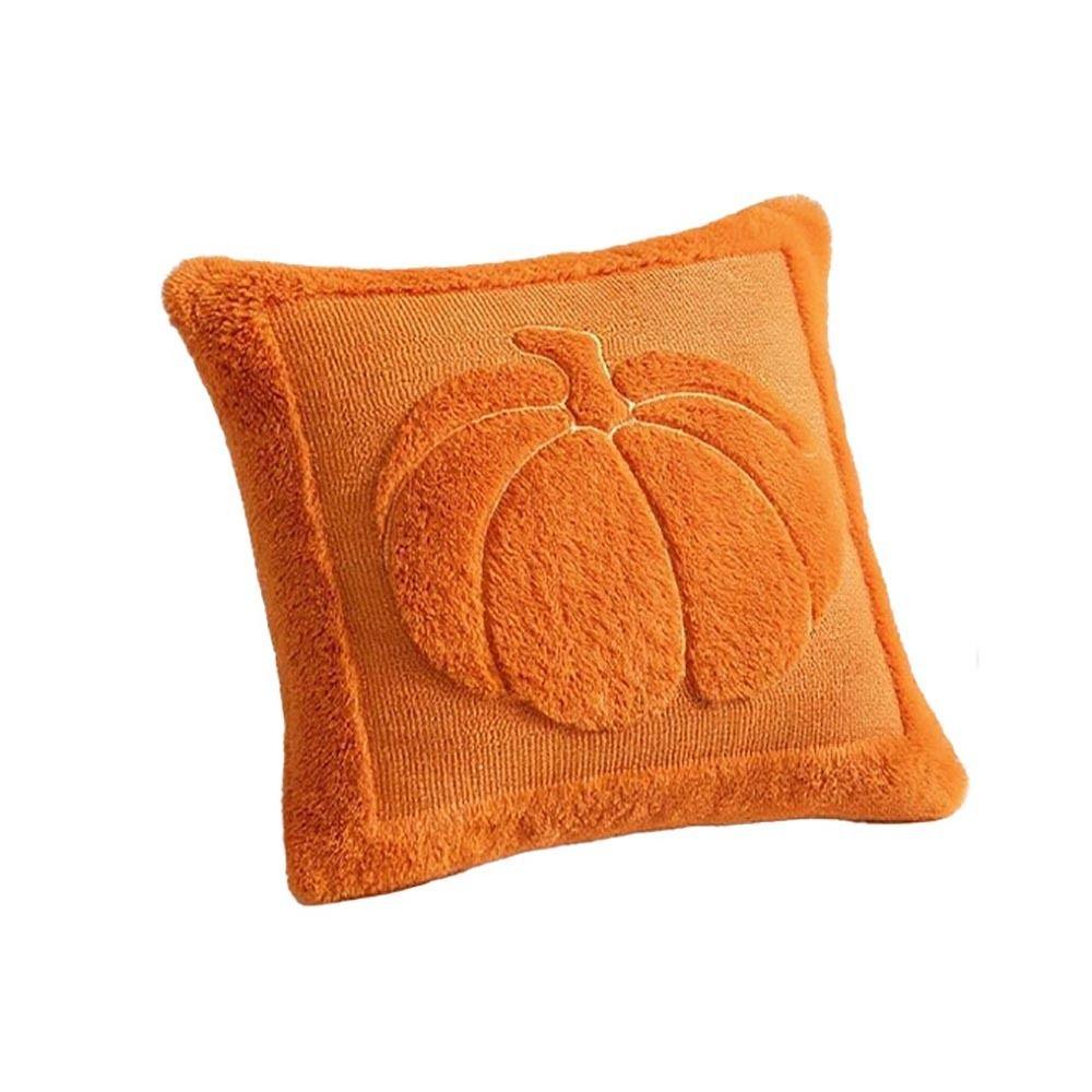 Soft Plush Fabric Throw Pillow Covers Pumpkin Pattern Faux Wool Cushions  Living Room Bedroom