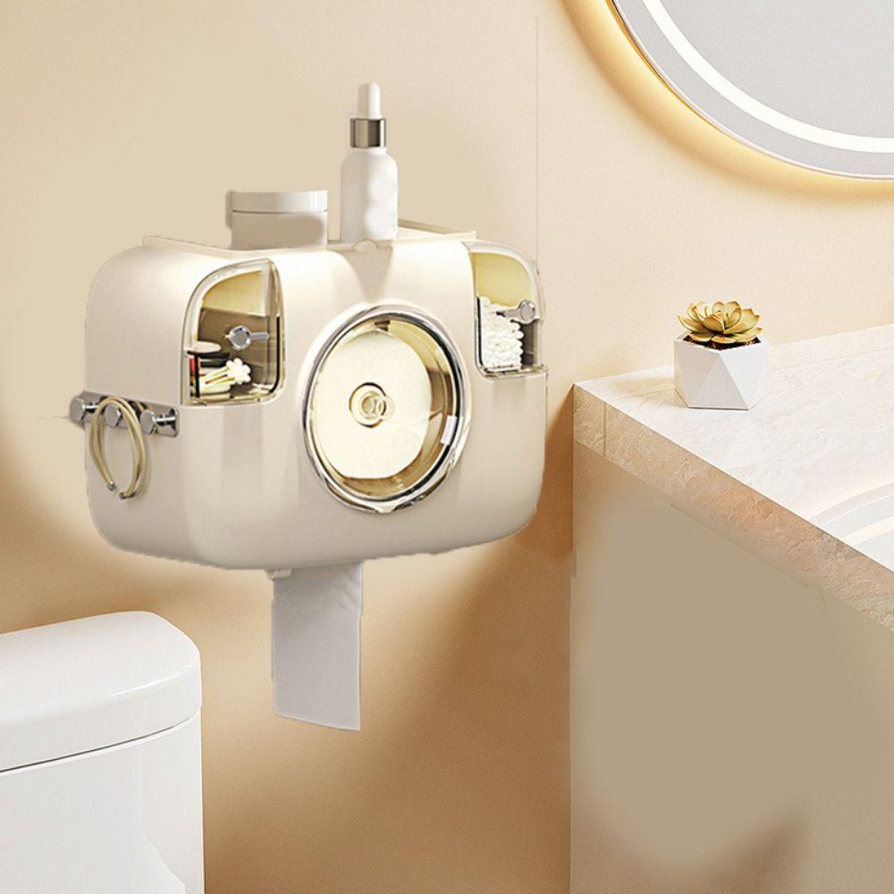 Punch-Free Toilet Paper Holder Plastic Paper Extraction Box Practical Washcloth Organizer for Home