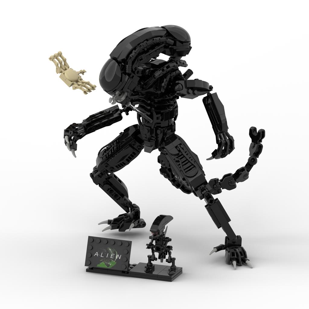 New MOC  Aliens Drooling Monster Building Blocks Xenomorph Action Figure Toys Parasitoid DIY Bricks Gifts For for Adult