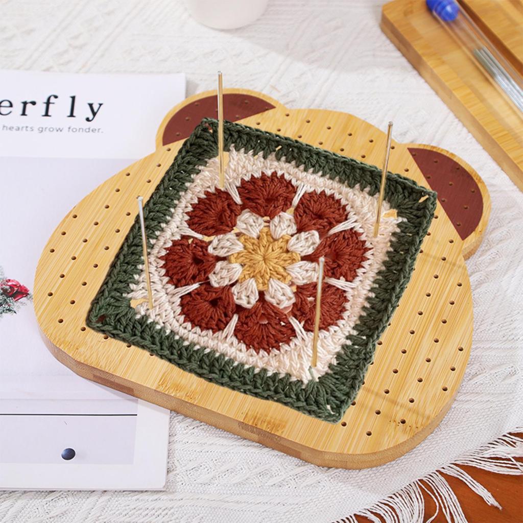 Blocking Boards For Crochet Projects Wood Bear Shape DIY Crafting Tool Handmade Crochet Blocking Board For Crocheters Knitters