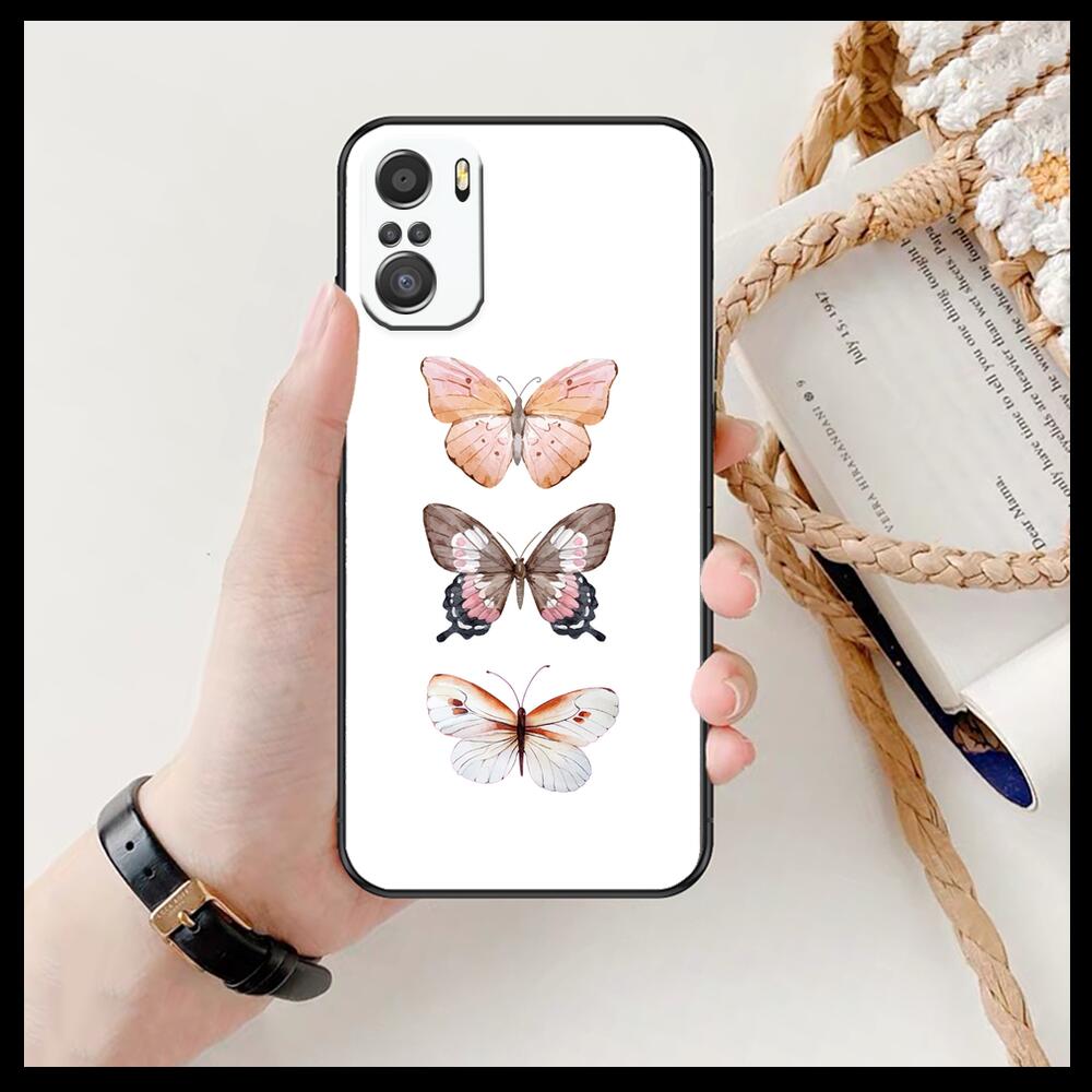 Schöne Schmetterlingsmuster Handyhülle für xiaomi redmi 11 Lite pro Ultra 10 9 8 MIX 4 FOLD 10T Schwarze Hülle Silikon Rückseite Hübsch
